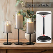 Matte Black Metal Pillar Candle Holder Set