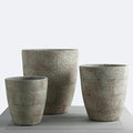 Hand-Scored Concrete-Finish Round Planter Set