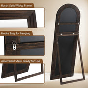 Arched Wood-Grain Floor Mirror