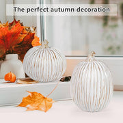 White Resin Pumpkin Decor Set