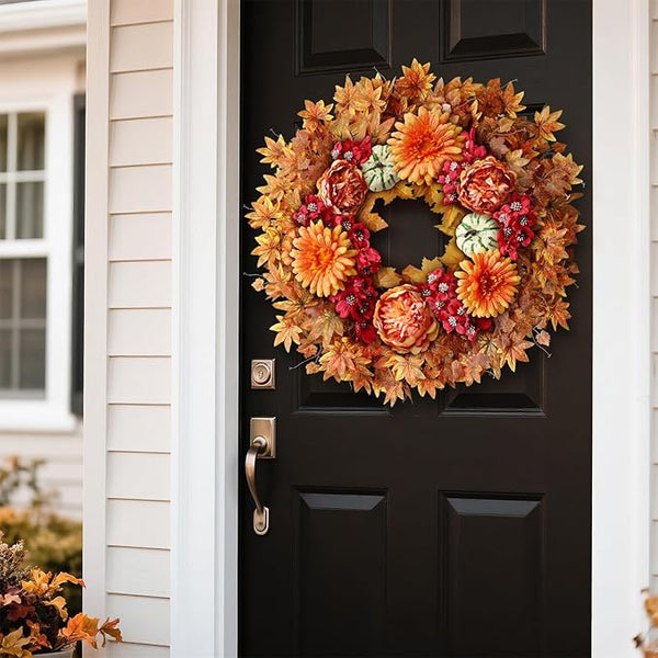 Silk Maple Leaf Fall Harvest Wreath