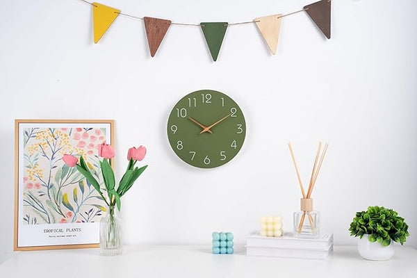 Olive Matte Silent Wall Clock