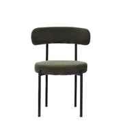 Boucle Crescent-Back Dining Chairs Set — back and side profile detail