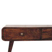 Curved Mango Wood Two-Drawer Coffee Table