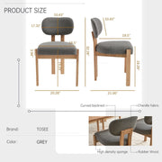 Bouclé Upholstered Wood Dining Chairs Set of 2