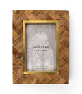 Herringbone Wood Brass Picture Frame