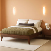 Dark Brown Wood-Grain Platform Bed Frame
