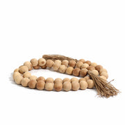 Wood Bead Jute Tassel Garland