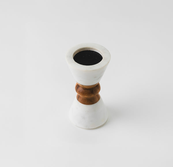 Marble Acacia Wood Candleholder