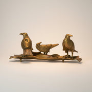 Gold Cast Aluminum Three Ravens Candleholder