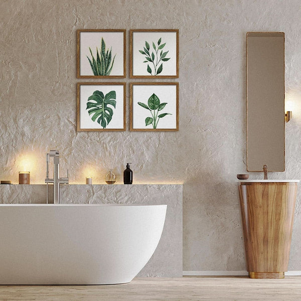 Botanical Print Walnut Frame Wall Art Set
