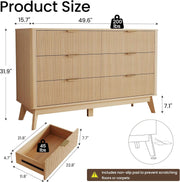 Fluted Oak-Finish Six-Drawer Dresser – chest (view 2) | Roost & Roam