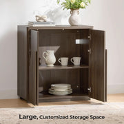 Arched Reeded-Door Walnut-Finish Sideboard