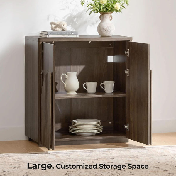 Arched Reeded-Door Walnut-Finish Sideboard