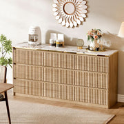 9 Drawer Dresser Chest With Polished Marble Tabletop