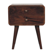 Curved Mango Wood Two-Drawer Nightstand