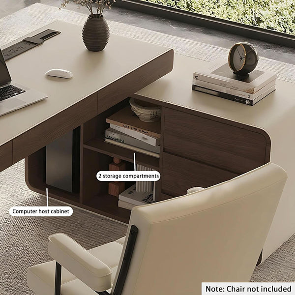 L-Shape Wood-Grain Executive Desk – home office set (view 5) | Roost & Roam