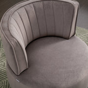 Close-up of velvet pile and tonal print texture — Channel-Tufted Velvet Swivel Accent Chair