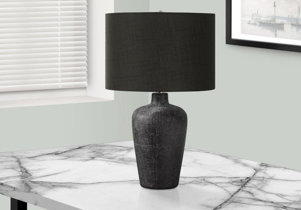 Grid-Impressed Ceramic Table Lamp