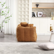 Channel-Tufted Boucle Loveseat Sofa — close-up of label and production detail