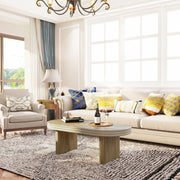 Oval Fluted Natural Wood Coffee Table