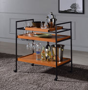 Honey Oak & Matte Black Bar Cart