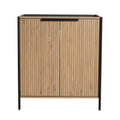 Fluted Wood-Grain Freestanding Bathroom Vanity