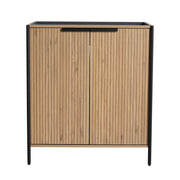 Fluted Wood-Grain Freestanding Bathroom Vanity