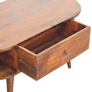Oval Wood Coffee Table with Storage