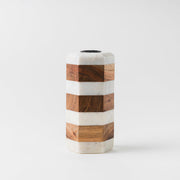 Striped Marble Acacia Taper Candleholder