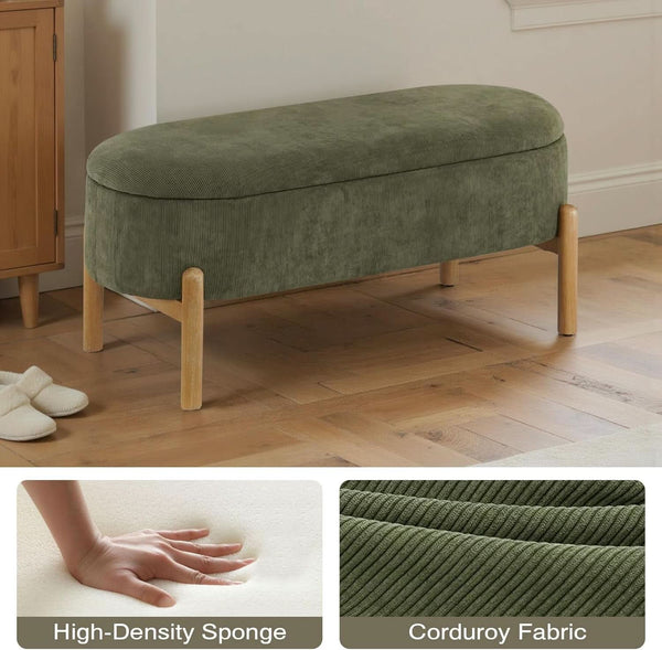 Corduroy Storage Bench Ottoman – ottoman (view 3) | Roost & Roam