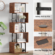 S-Curve Wood-Grain Six-Tier Bookshelf – book case (view 6) | Roost & Roam
