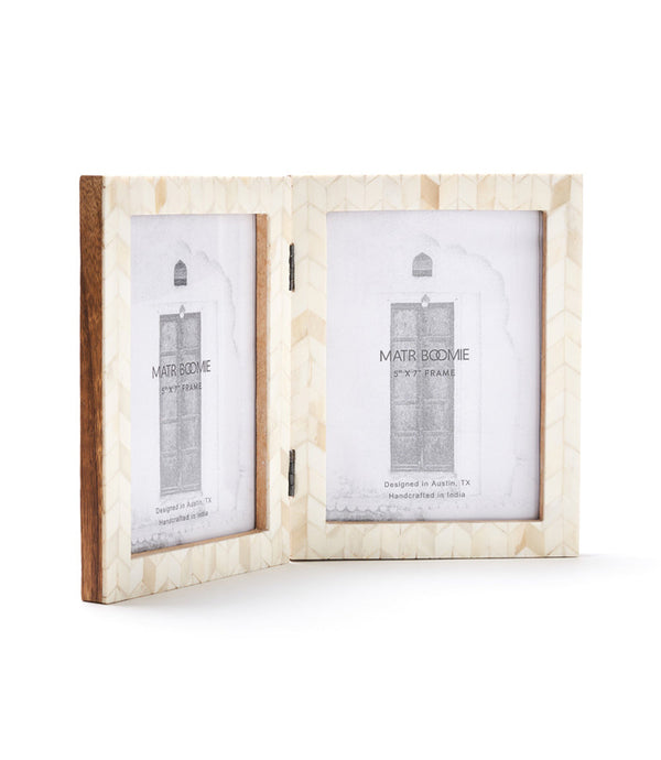 Chevron Bone Tile Double Picture Frame
