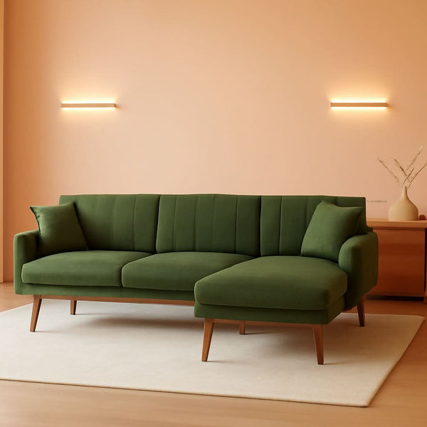 L-Shaped Linen Sleeper Sofa