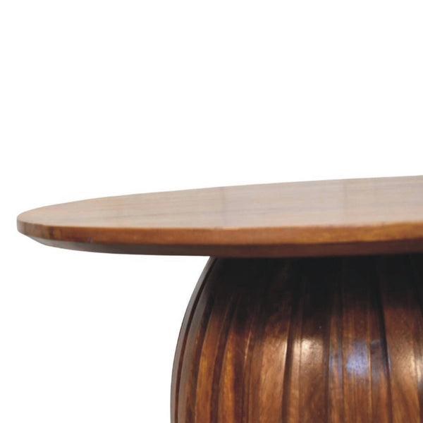 Fluted Round Mango Wood Coffee Table