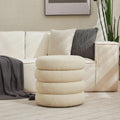 Boucle-Texture Round Storage Ottoman – ottoman (view 3) | Roost & Roam