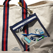Recycled Canvas Striped Belt-Handle Tote