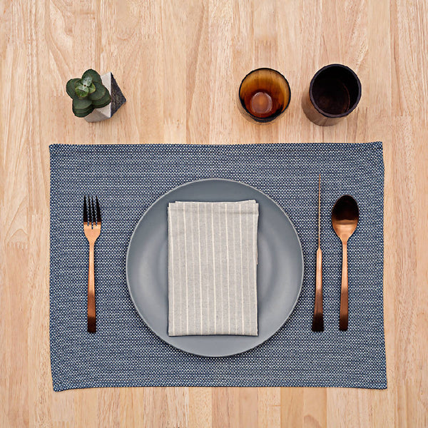 Grey Striped Cotton Napkin Set