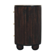 Fluted Mango Wood Drum Nightstand