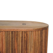 Fluted Mango Wood Oval Storage Coffee Table