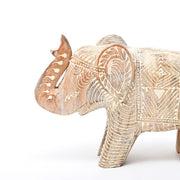 Whitewash Mango Wood Elephant Sculpture