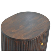 Fluted Mango Wood Drum Nightstand