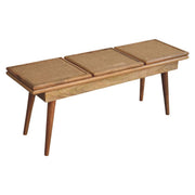 Tri-Panel Cane Top Wood Bench