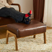 Faux Leather Walnut-Finish Ottoman Bench – ottoman (view 7) | Roost & Roam