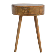 Round Mango Wood Nightstand