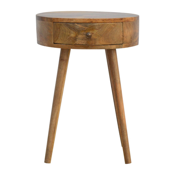 Round Mango Wood Nightstand