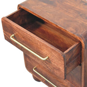 Rounded Mango Wood Three-Drawer Chest