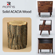 Chevron-Front Acacia Wood Nightstand