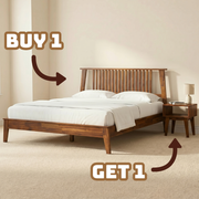 Spindle Headboard Solid Wood Bed & Nightstand Set