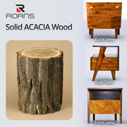 Chevron-Front Acacia Wood Nightstand